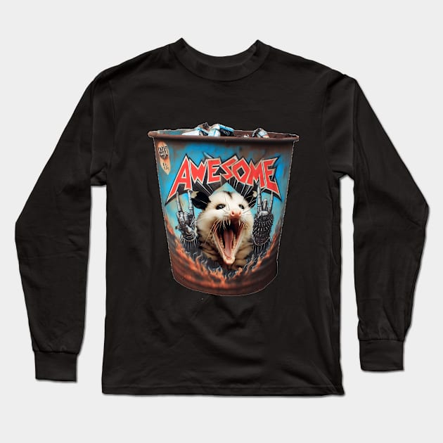 Awesome possum garbage can Long Sleeve T-Shirt by NightvisionDesign